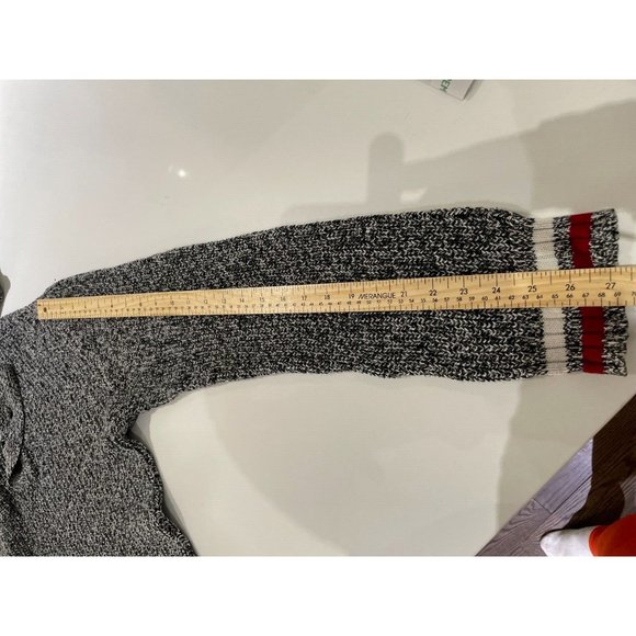 Cabin fever sweater Knit Button Hoodie Black & White red XL - Picture 9 of 10